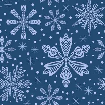 Seamless pattern snowflakes Winter holiday vector decorative background Chris 스톡 일러스트