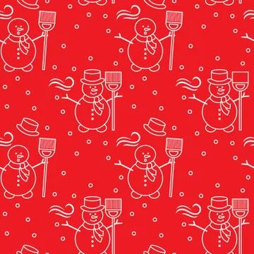 Seamless pattern with snowman, broom, hat, wind. Illustrazione stock