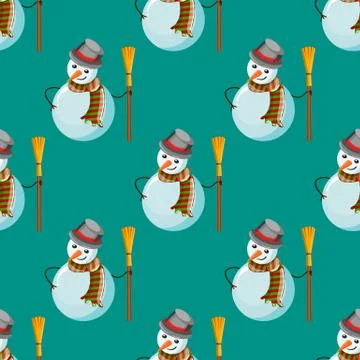 Seamless pattern with snowman Illustrazione stock