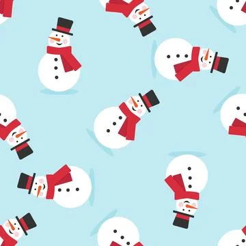 Seamless pattern with snowman. Winter simple texture for Christmas and New .. Illustrazione stock