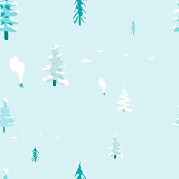 Seamless pattern with snowy Christmas trees. Stock Illustration