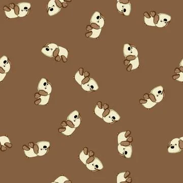 Seamless pattern snuggly stuffed animal toy cartoon vector Stock Illustration