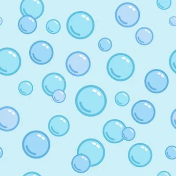 Seamless pattern with soap bubbles, naive and simple background, blue wallpaper Stock Illustration