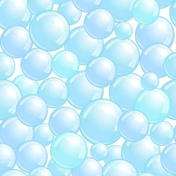 Seamless pattern with soap bubbles, realistic bubbles background, blue blob イラスト素材