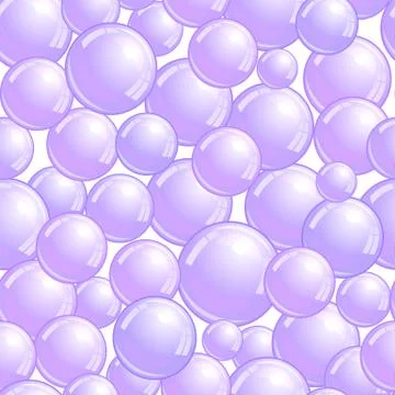 Seamless pattern with soap bubbles, realistic bubbles background, purple blob イラスト素材