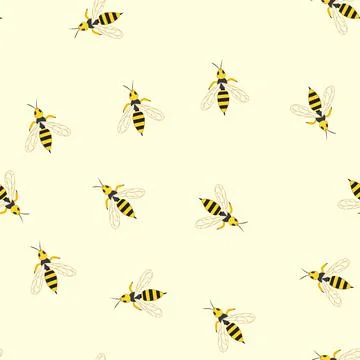 Seamless pattern soar wasp cartoon vector Stock Illustration