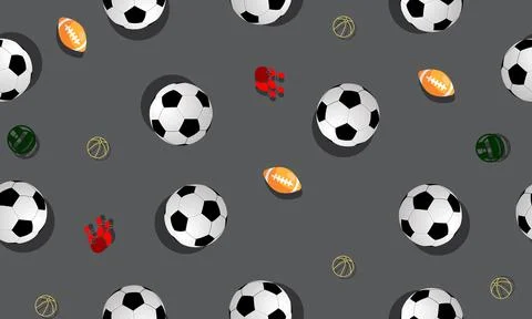 Seamless pattern with soccer ball and shadow decorative background. Stock Illustration