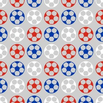 Seamless pattern soccer ball in Russian flag color theme, repeat pattern for  Stock Illustration