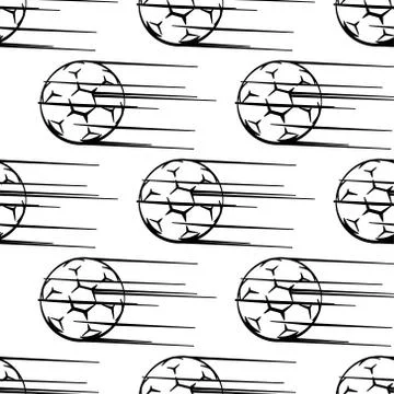Seamless pattern of soccer balls or footballs with motion trail Illustrazione stock