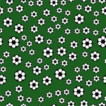 Seamless pattern with soccer balls vector hexagon symbol sport game tile Illustrazione stock