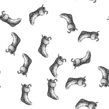 Seamless pattern sock christmas sketch hand drawn Stock Illustration