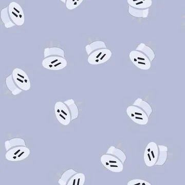 Seamless pattern socket travel adapter cartoon vector Stock Illustration