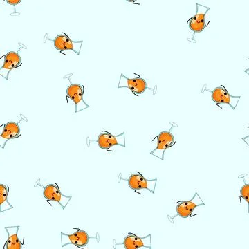 Seamless pattern soda cocktail character cartoon vector Stock Illustration