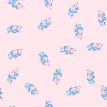 Seamless pattern soft baby booties cartoon vector Stock Illustration