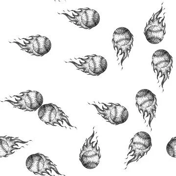 Seamless pattern soft baseball ball sketch hand drawn Stockillustratie