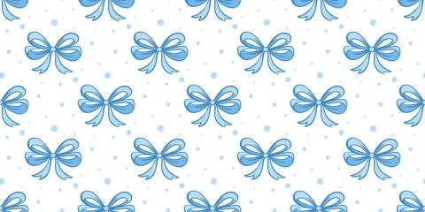 Seamless pattern with soft blue tied bows イラスト素材