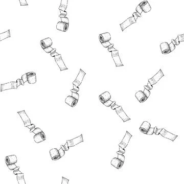 Seamless pattern soft toilet paper roll sketch hand drawn Stock Illustration