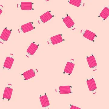 Seamless pattern softside rolling luggage cartoon vector 库存插图