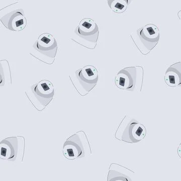 Seamless pattern software facial recognition camera cartoon vector Stock Illustration