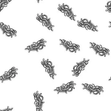 Seamless pattern soil worm sketch hand drawn Illustrazione stock