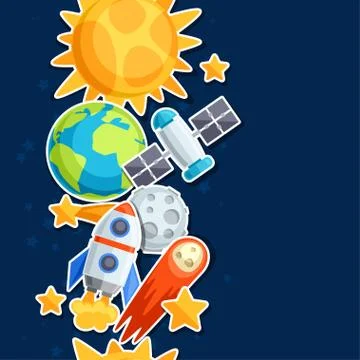 Seamless pattern of solar system, planets and celestial bodies Stock Illustration