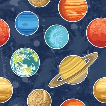 Seamless pattern with solar system planets Stock Illustration