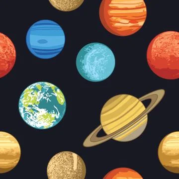 Seamless pattern with solar system planets Stock Illustration