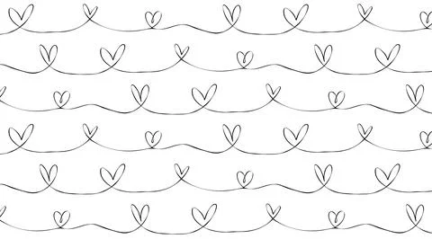 Seamless pattern with a solid line of hearts. Valentine background. Vector .. Stock Illustration