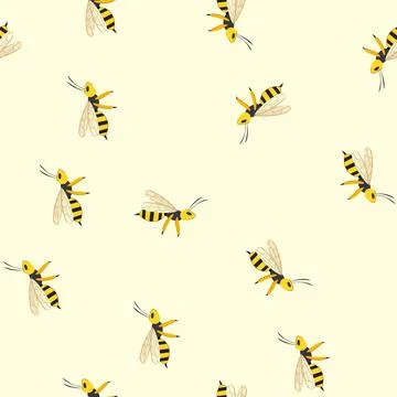Seamless pattern somersault wasp cartoon vector Stock Illustration