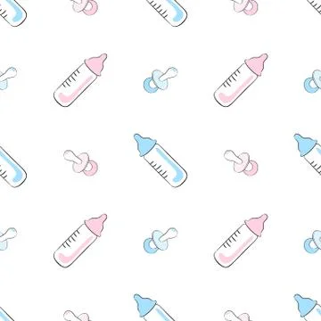 Seamless pattern with soothers and bottles イラスト素材