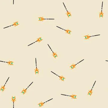 Seamless pattern sorcery magic wizard stick cartoon vector Stock Illustration