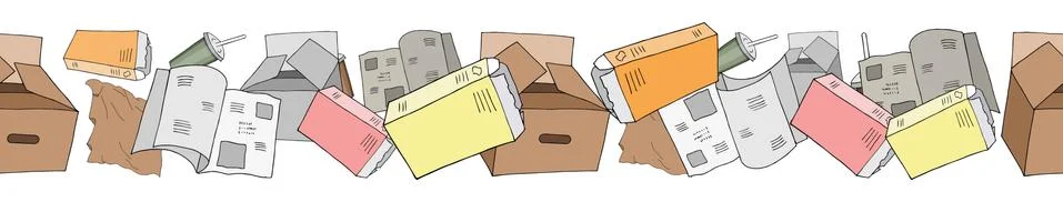 Seamless pattern with sorted garbage isolated on white Stock Illustration