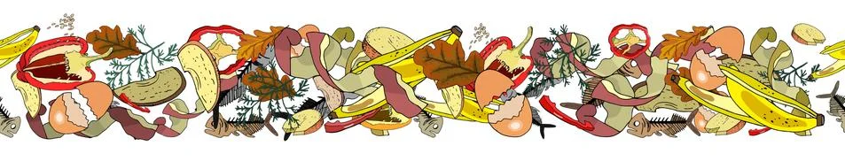 Seamless pattern with sorted organic garbage isolated Stock Illustration