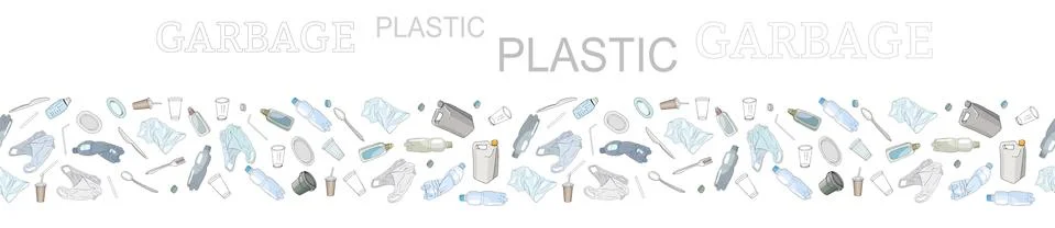 Seamless pattern with sorted plastic garbage Stock Illustration