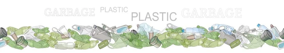 Seamless pattern with sorted plastic garbage Stock Illustration