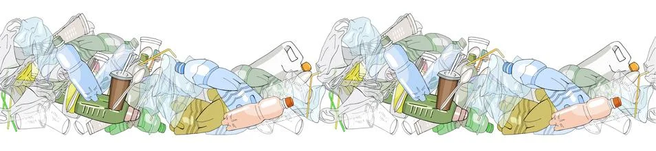 Seamless pattern with sorted plastic garbage Stock Illustration