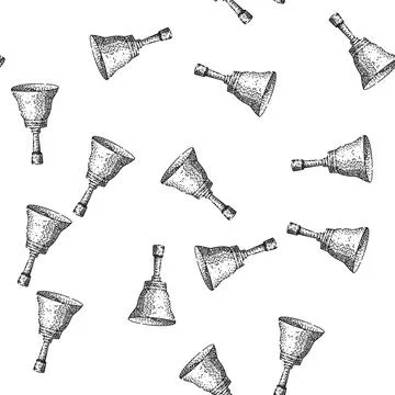 Seamless pattern sound gold bell sketch hand drawn Stock Illustration