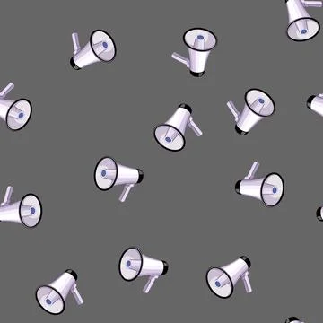 Seamless pattern sound megaphone speaker cartoon vector Stock Illustration
