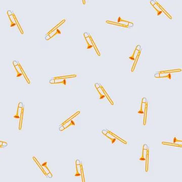 Seamless pattern sound trombone cartoon vector Stock Illustration