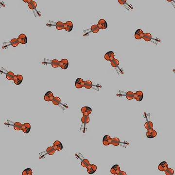 Seamless pattern soundpost violin cartoon vector Stock Illustration