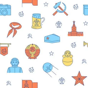 Seamless pattern with Soviet union symbols イラスト素材
