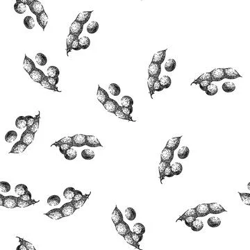 Seamless pattern soya bean food plant sketch hand drawn 스톡 일러스트