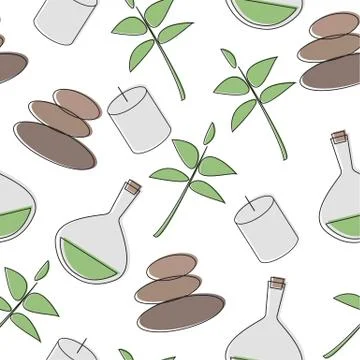 Seamless pattern of spa salon accessories - massage and stones - vector Illustrazione stock