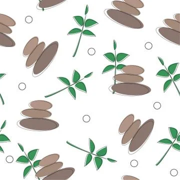 Seamless pattern of spa salon accessories - massage and stones - vector イラスト素材