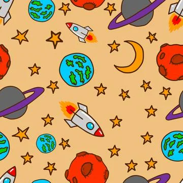 Seamless pattern with space design elements. Design element for poster,card,  Stock Illustration