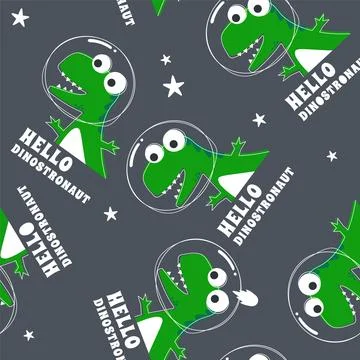 Seamless pattern with Space dinosaur. Cute dinosaur pattern for fabric, bab.. Stock Illustration