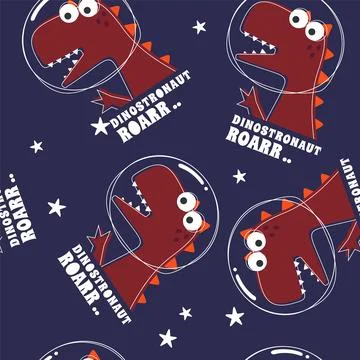 Seamless pattern with Space dinosaur. Cute dinosaur pattern for fabric, bab.. Stock Illustration