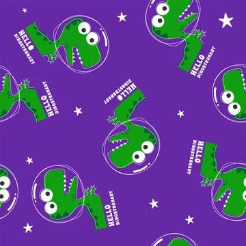 Seamless pattern with Space dinosaur. Cute dinosaur pattern for fabric, bab.. Stock Illustration