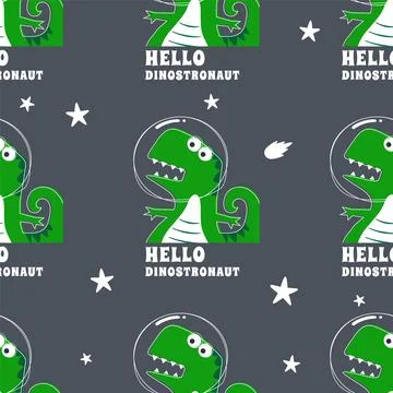 Seamless pattern with Space dinosaur. Cute dinosaur pattern for fabric, bab.. Stock Illustration