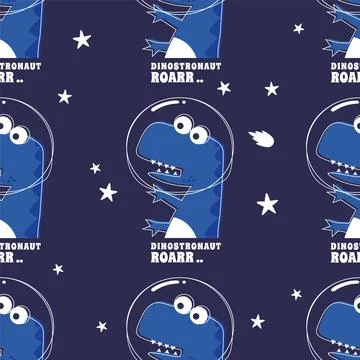 Seamless pattern with Space dinosaur. Cute dinosaur pattern for fabric, bab.. Stock Illustration